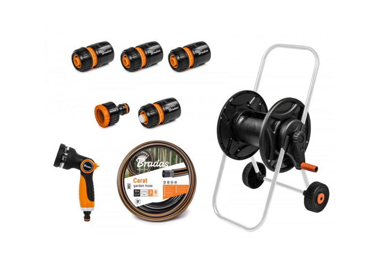 Wagen mit 1/2" 20m Schlauch und Sprinkler Bradas BLACK LINE ECO-AG26020SET1